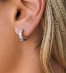 Pave Baby Hoops Silver