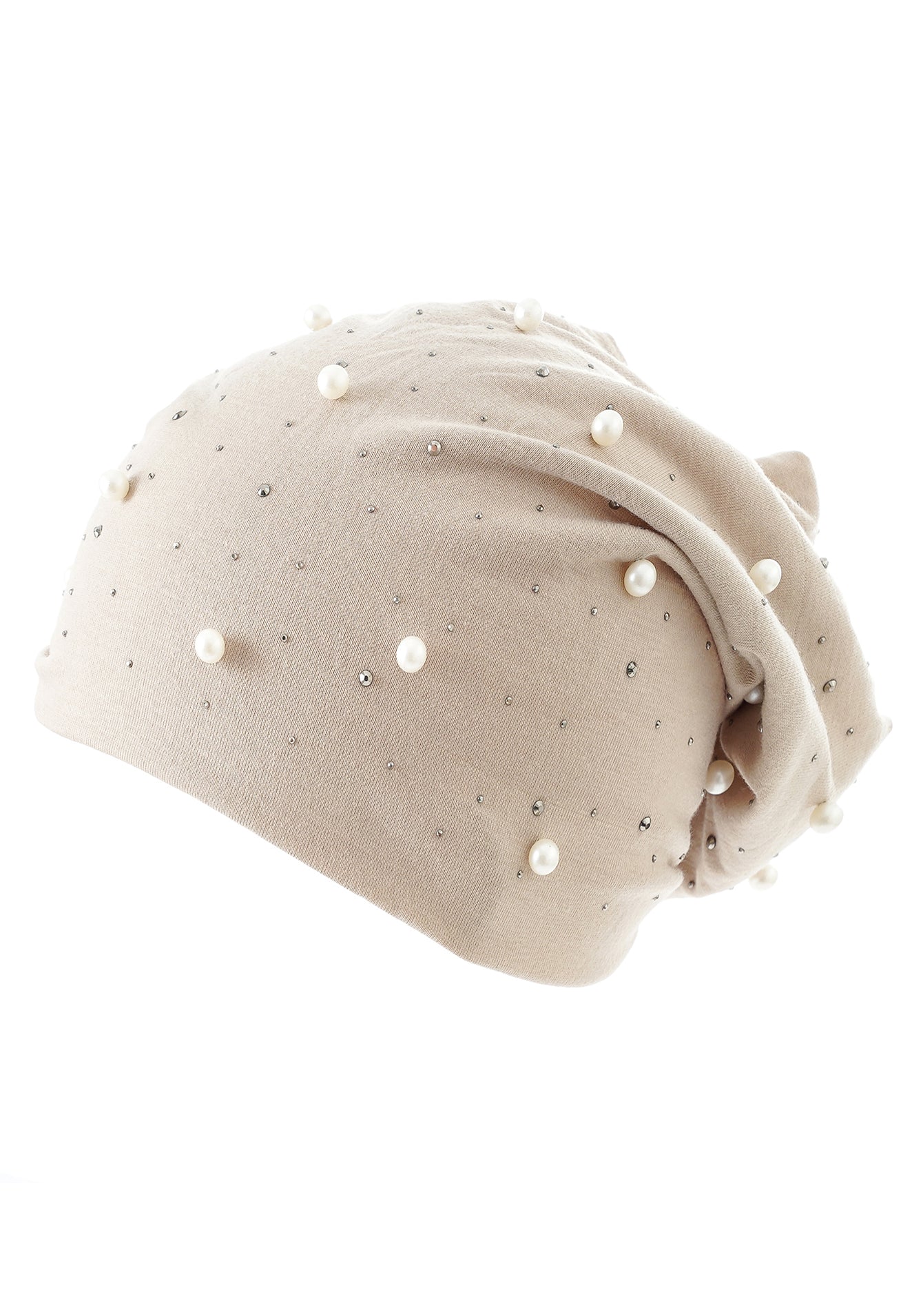 Pearl Beads Detail Slouchy Beanie Sai Feel