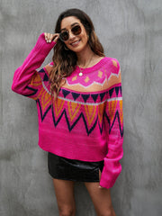 Pink casual pullover sweater Sai Feel