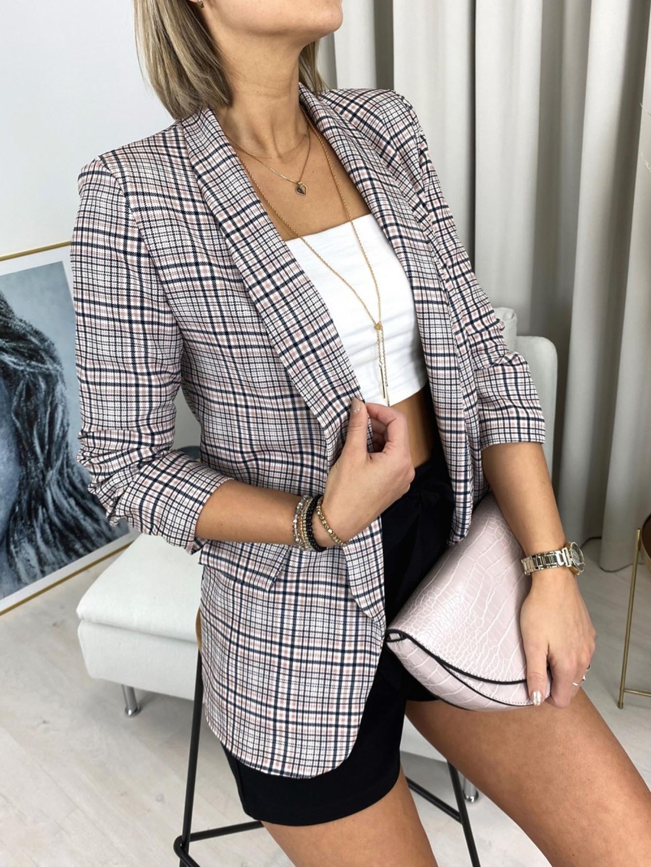 Plaid Blazer Sai Feel