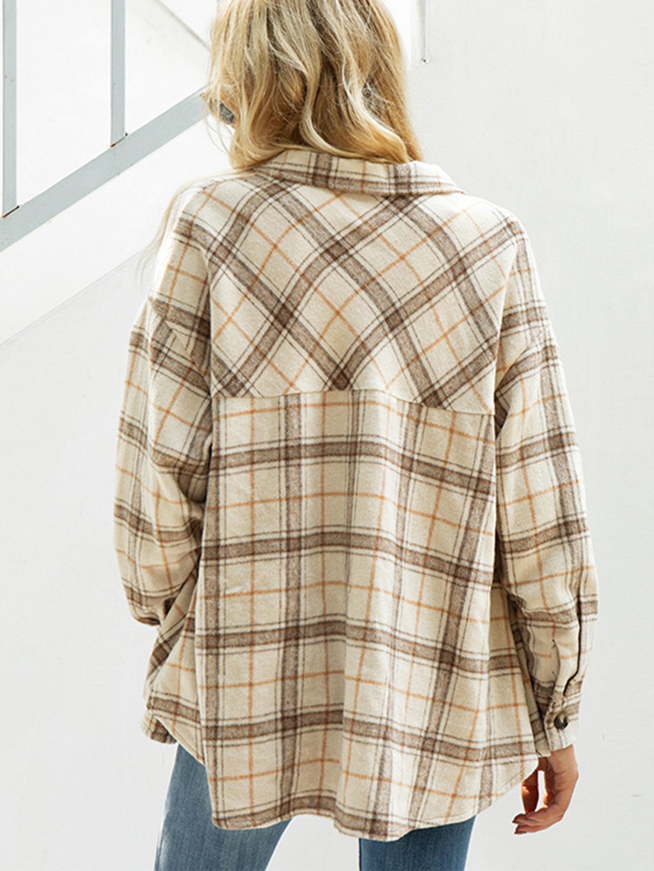 Plaid Button Up Overshirt Coat Sai Feel