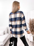 Plaid Drop Shoulder Flap Pocket Coat Sai Feel