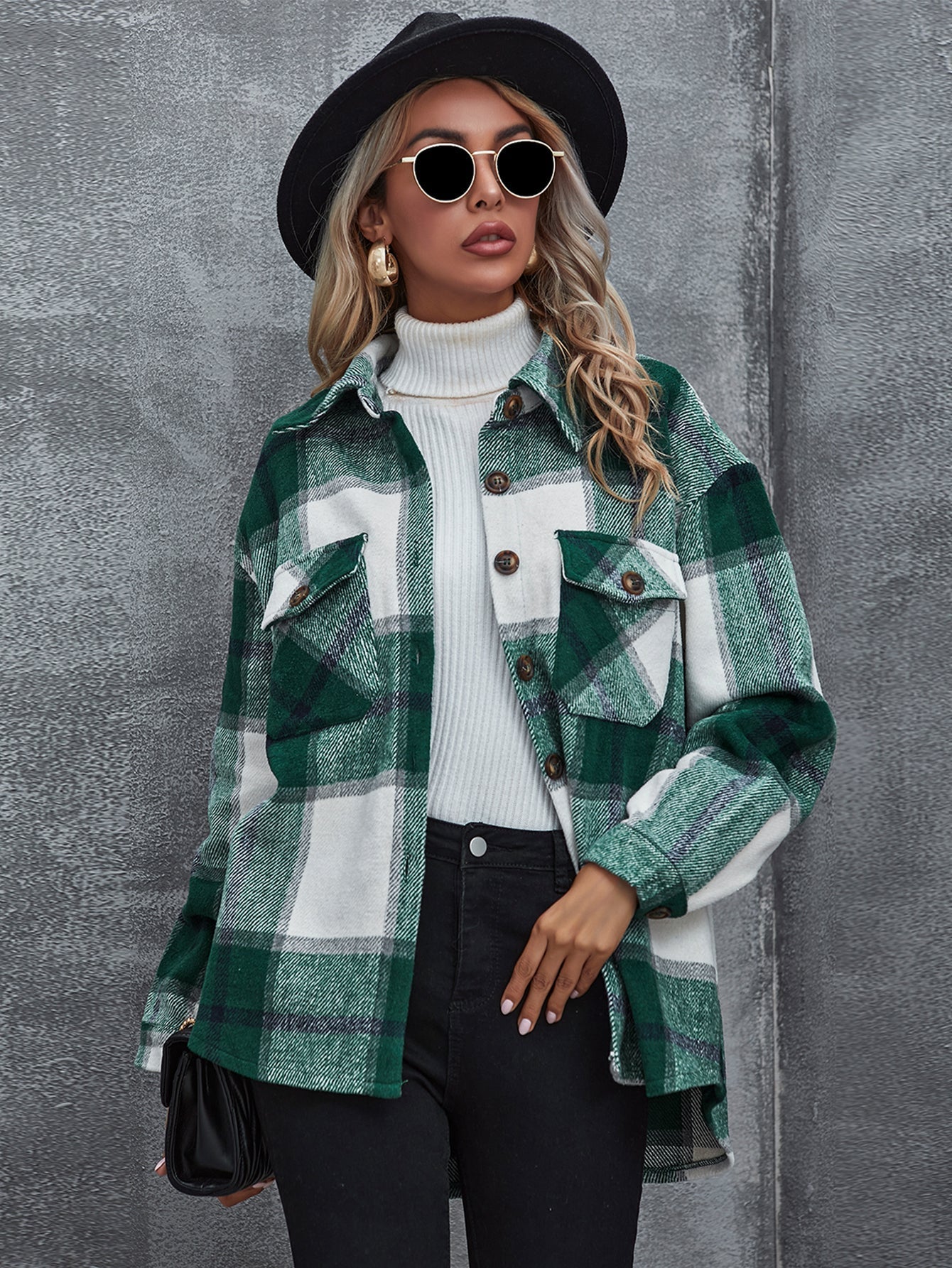 Plaid Flap Pocket Overshirt Sai Feel