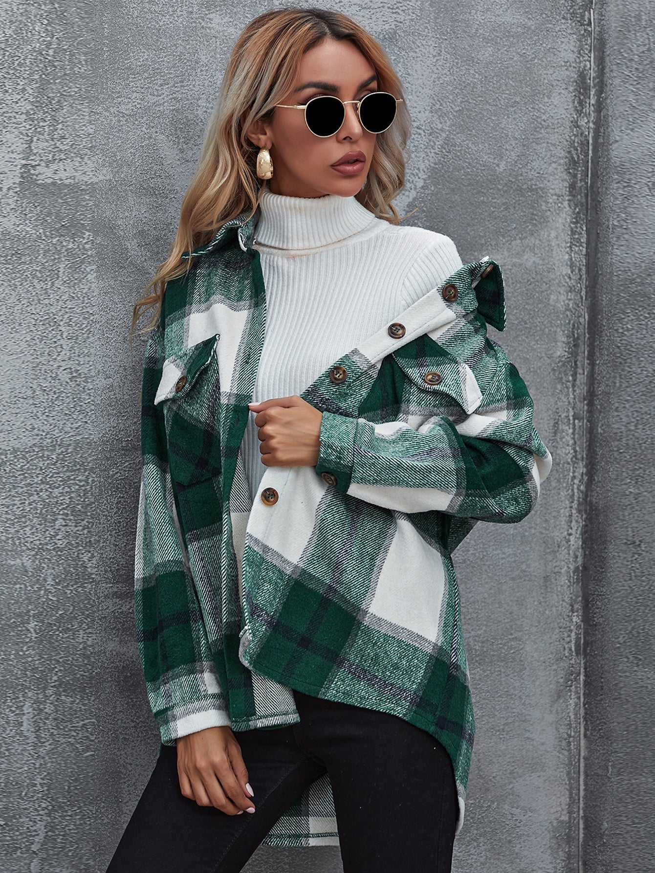 Plaid Flap Pocket Overshirt Sai Feel