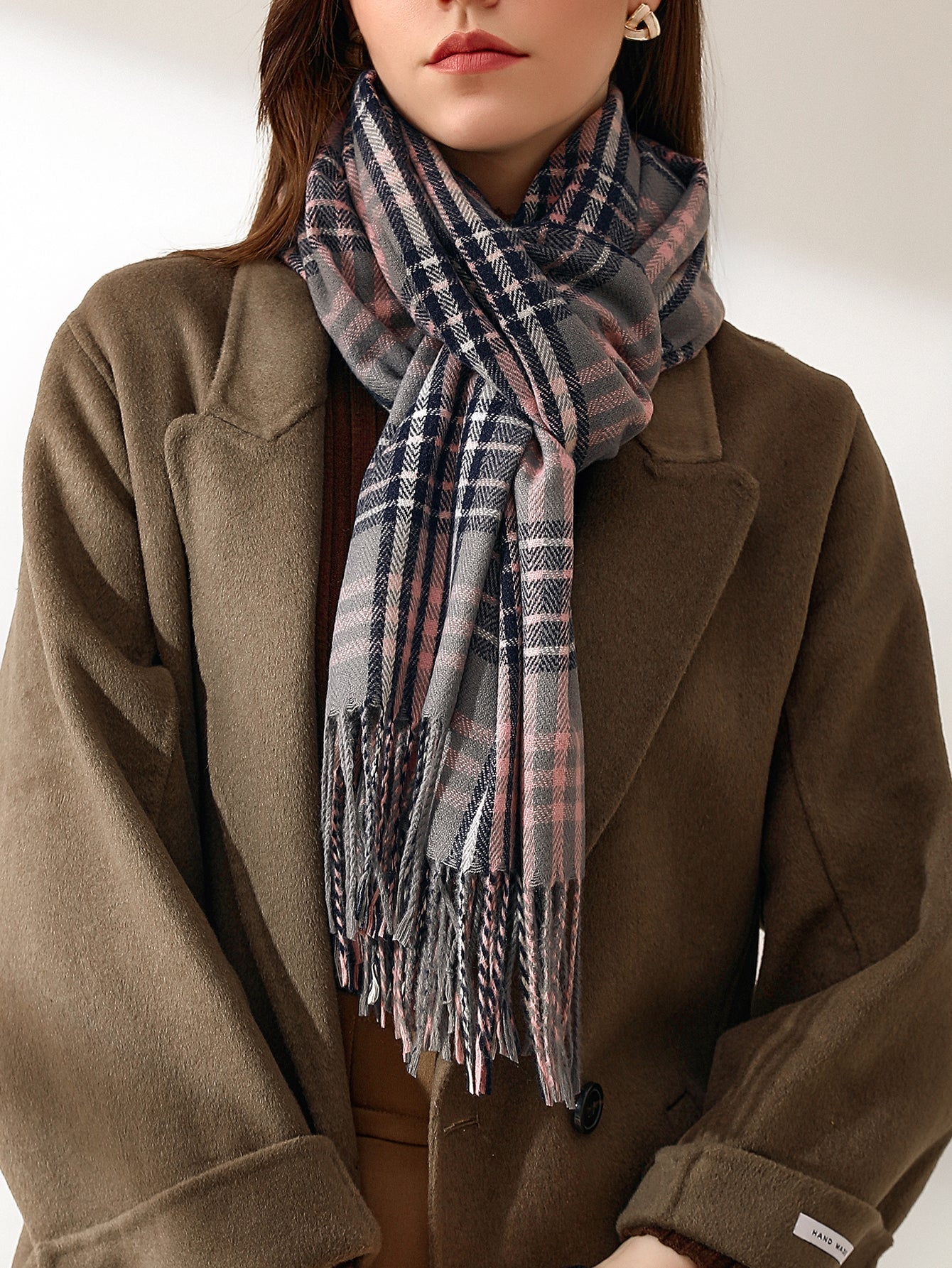 Plaid Fringe Hem Scarf Sai Feel