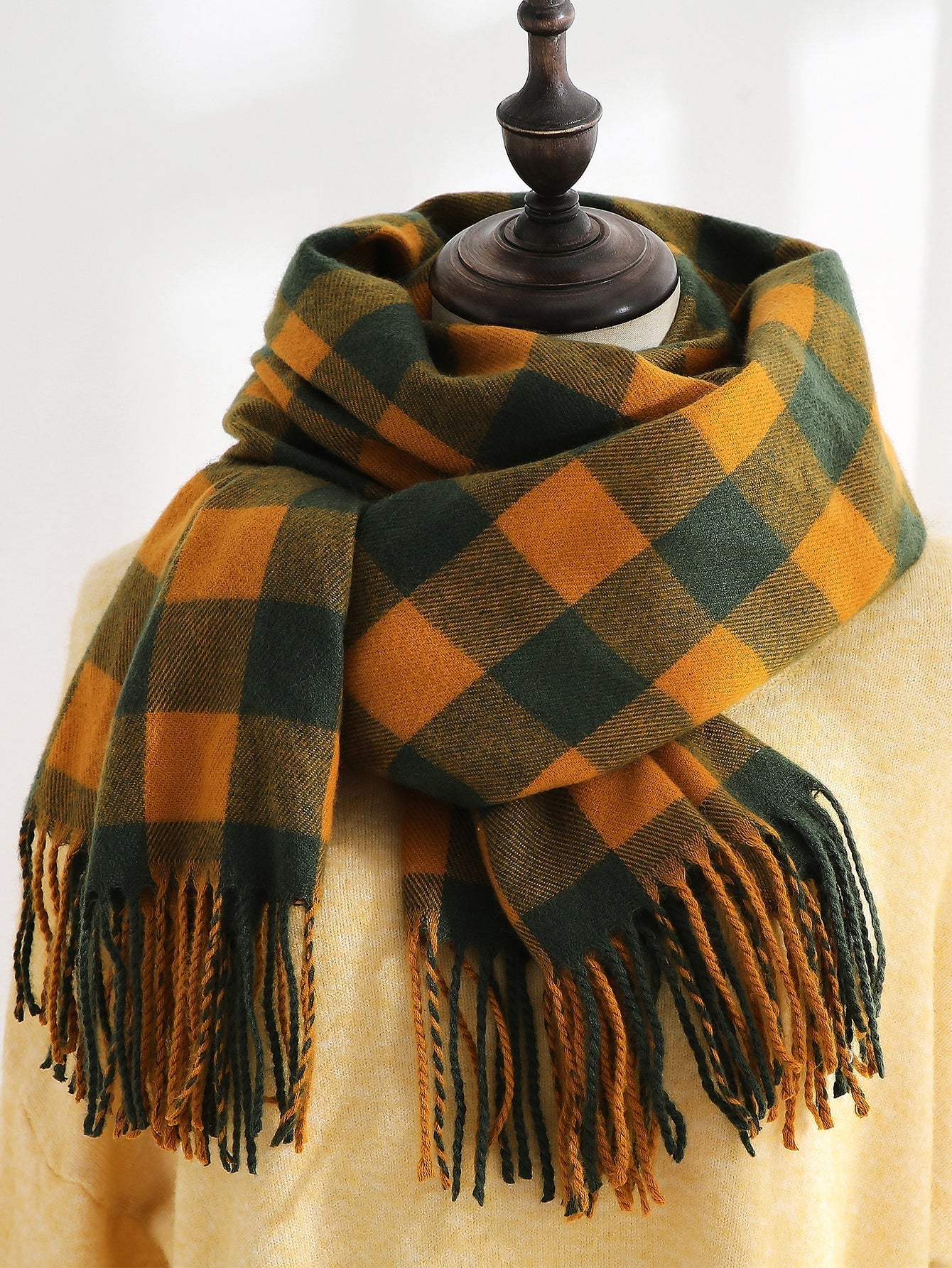 Plaid Fringe Hem Scarf Sai Feel