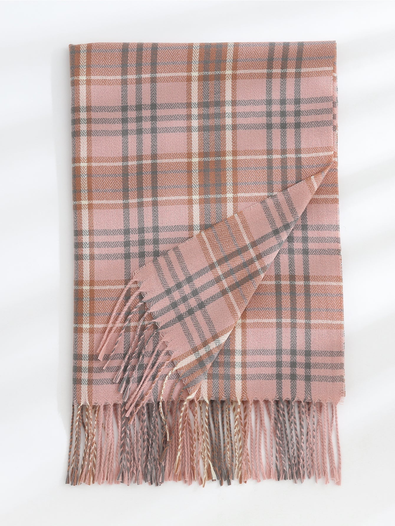 Plaid Fringe Hem Scarf Sai Feel