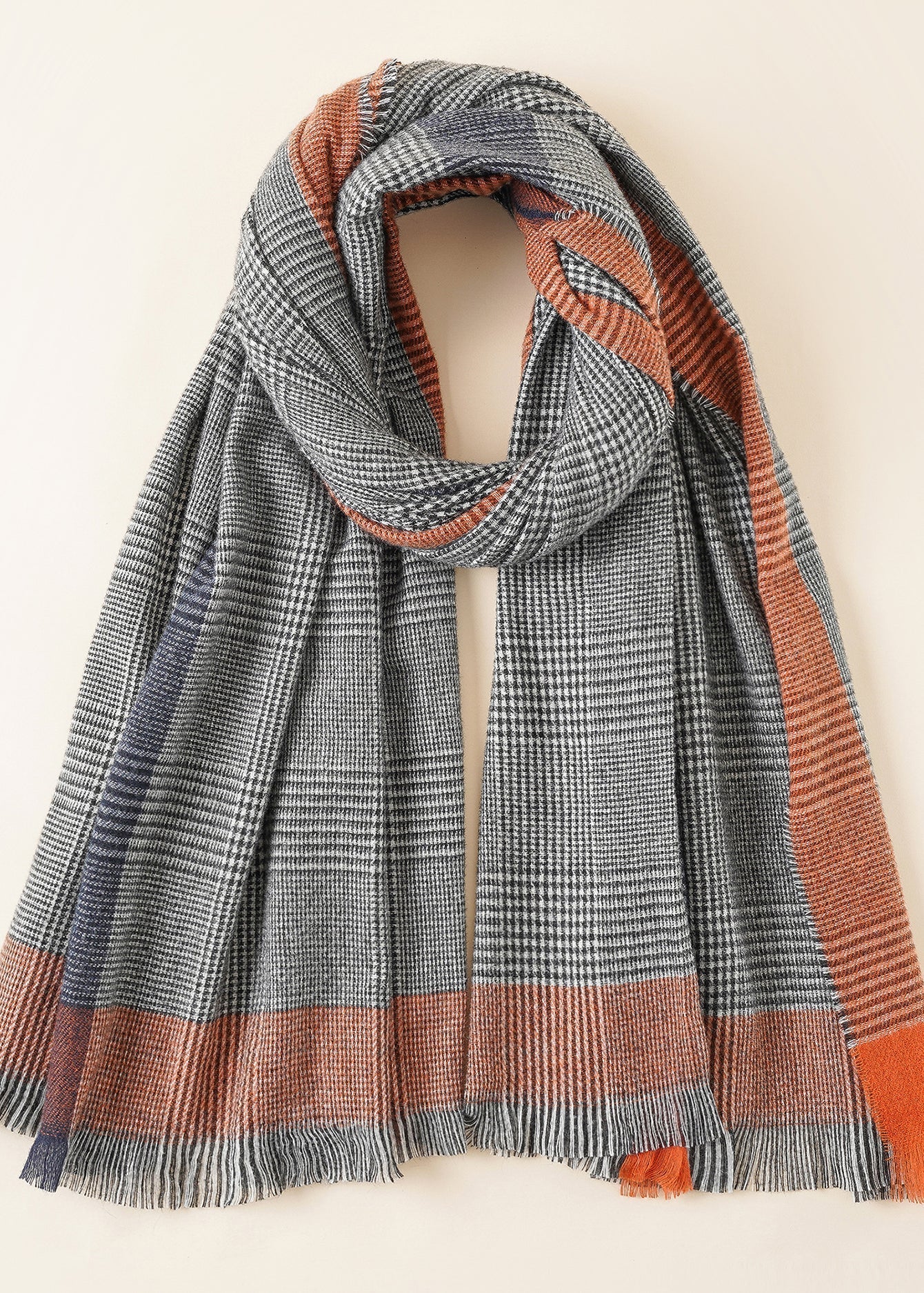 Plaid Fringe Hem Scarf Sai Feel