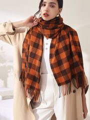 Plaid Fringe Hem Scarf Sai Feel