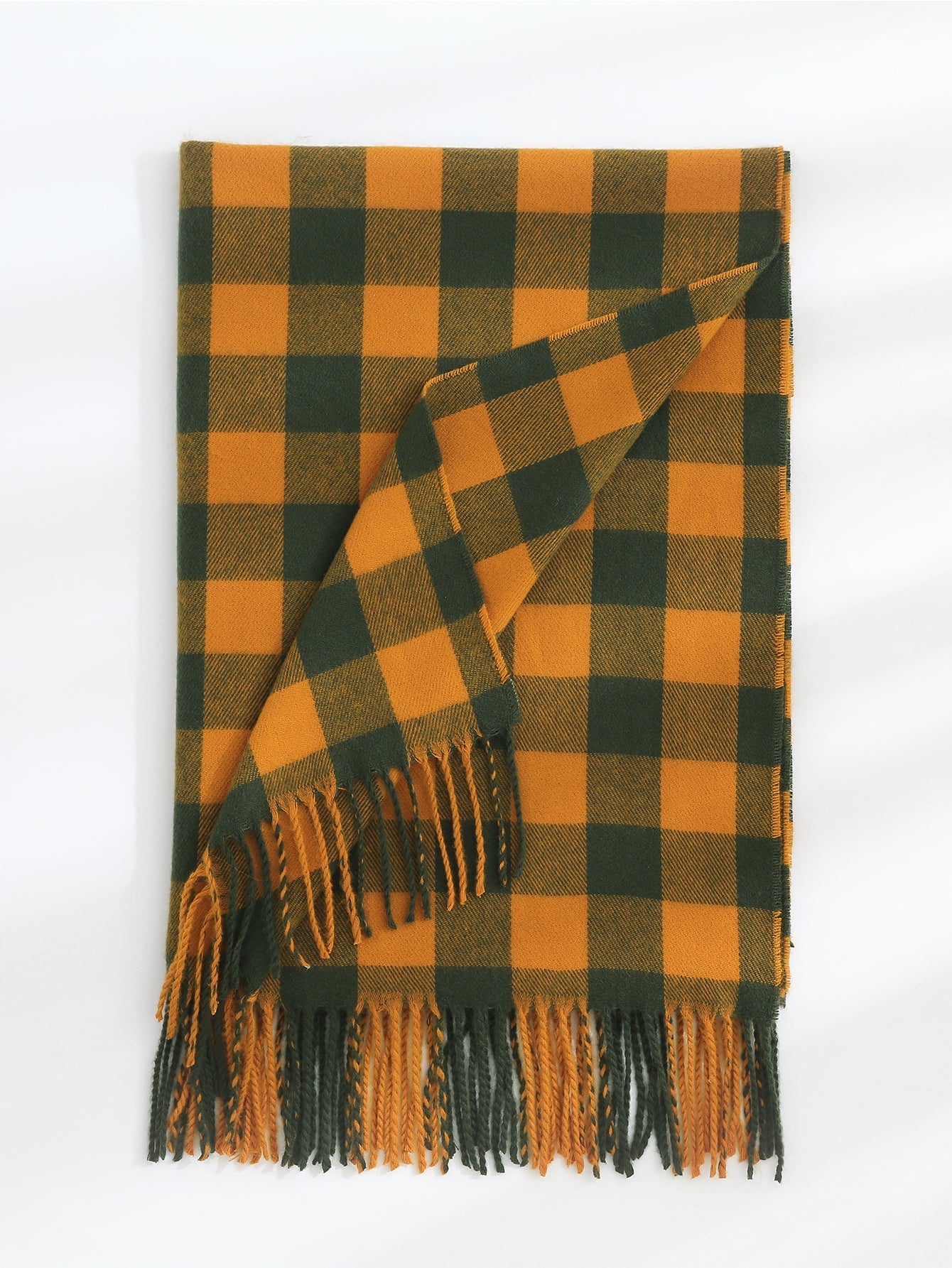 Plaid Fringe Hem Scarf Sai Feel