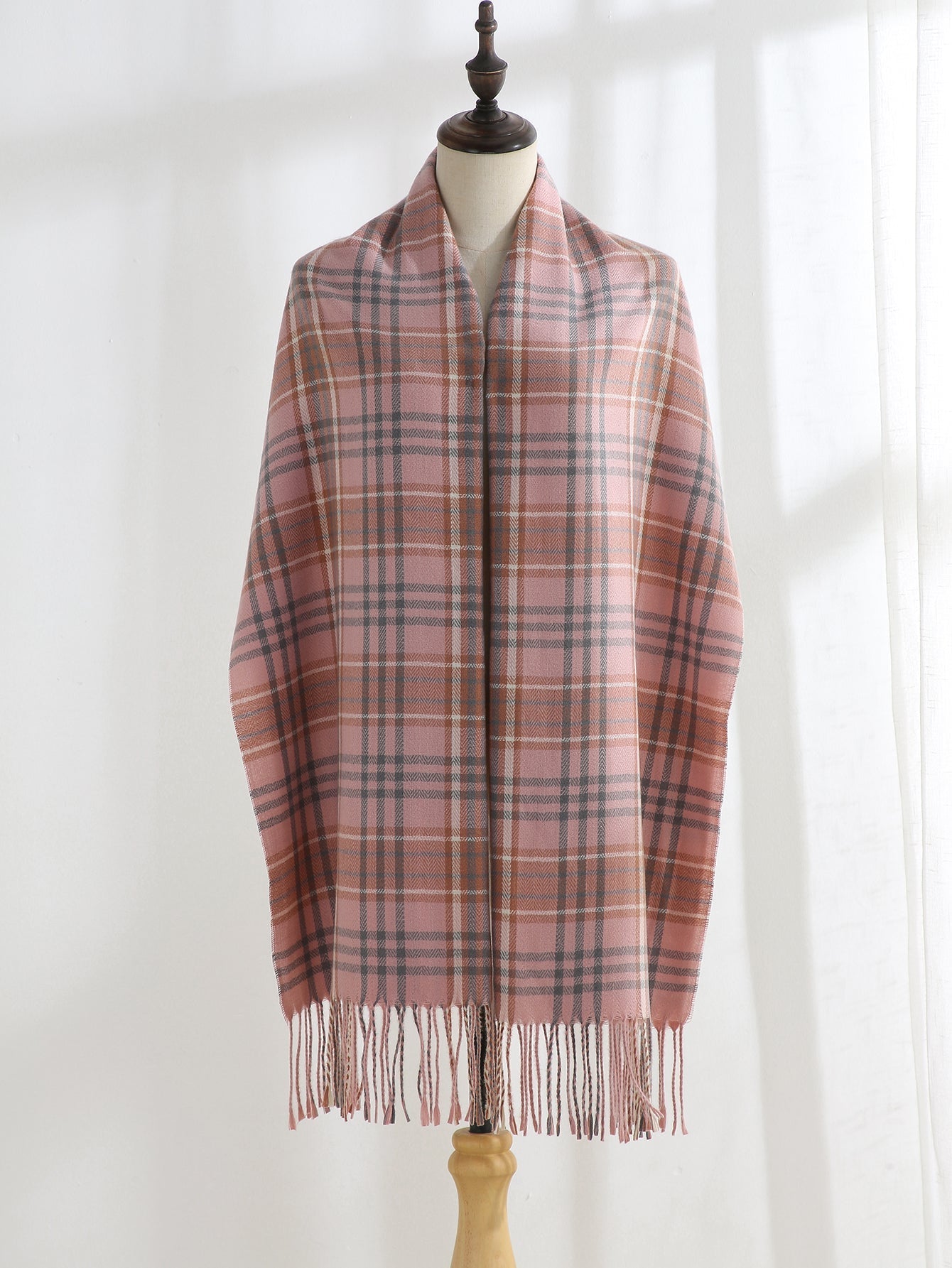 Plaid Fringe Hem Scarf Sai Feel