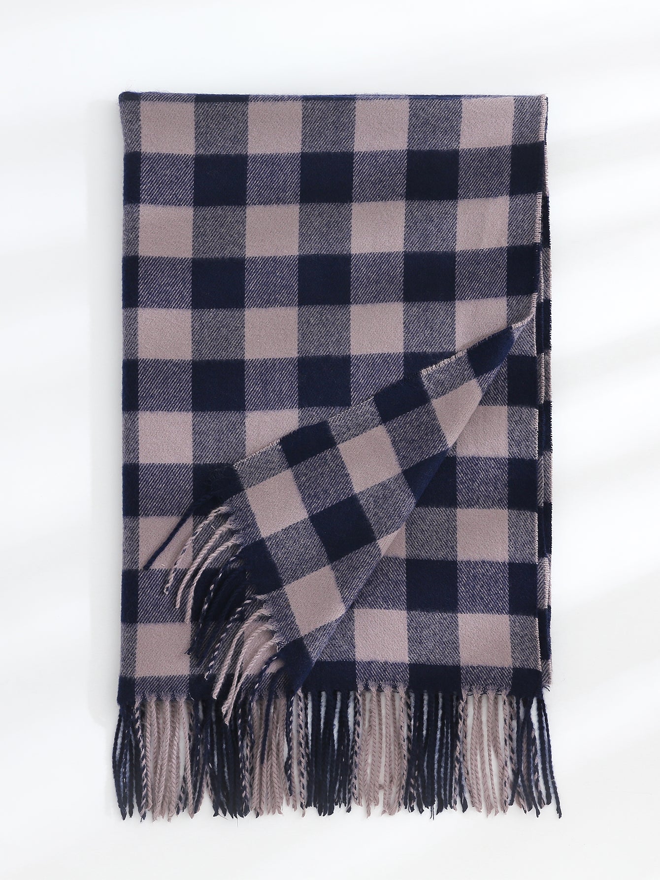 Plaid Fringe Hem Scarf Sai Feel