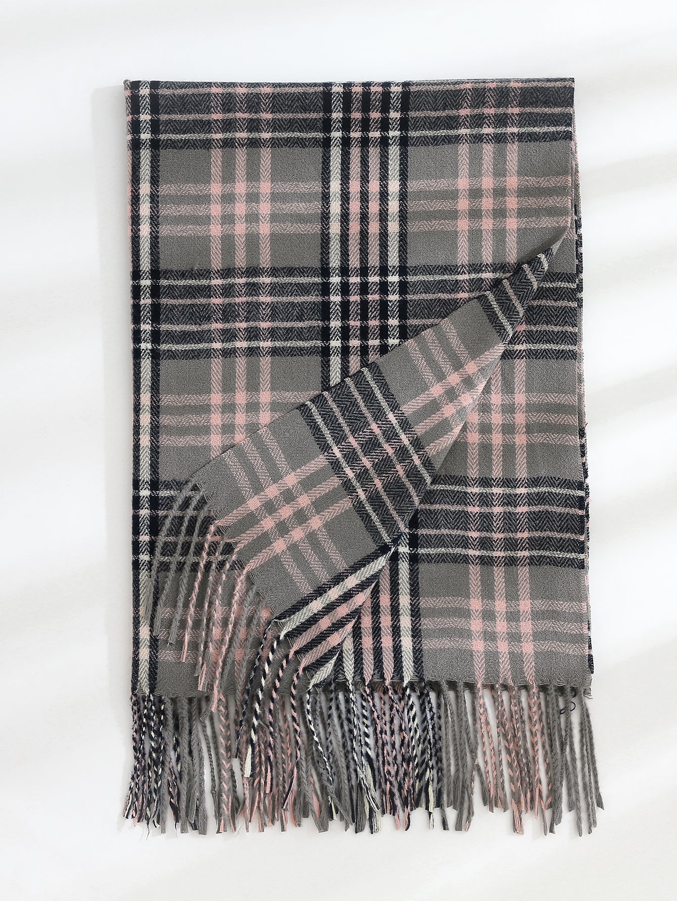 Plaid Fringe Hem Scarf Sai Feel