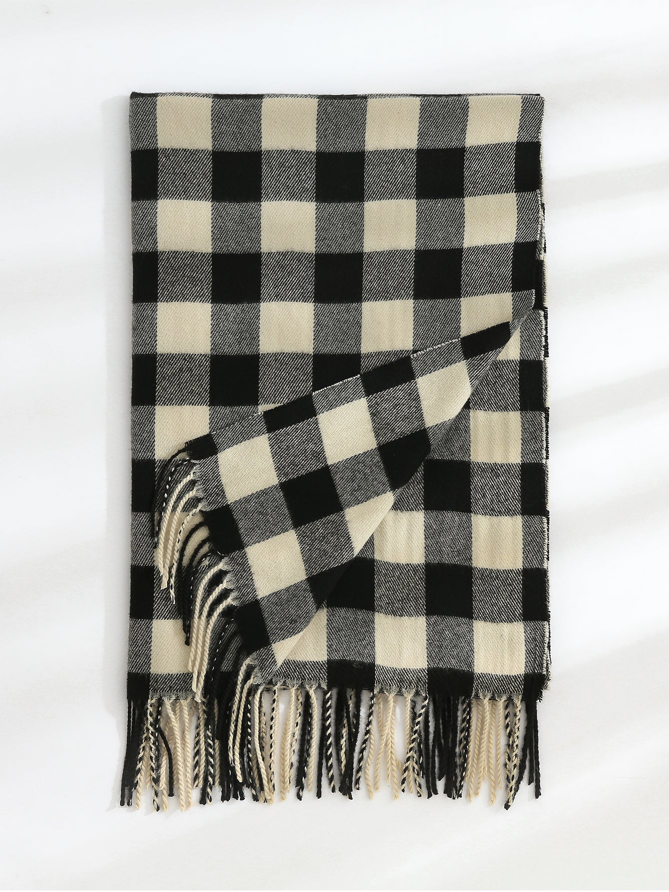 Plaid Fringe Hem Scarf Sai Feel