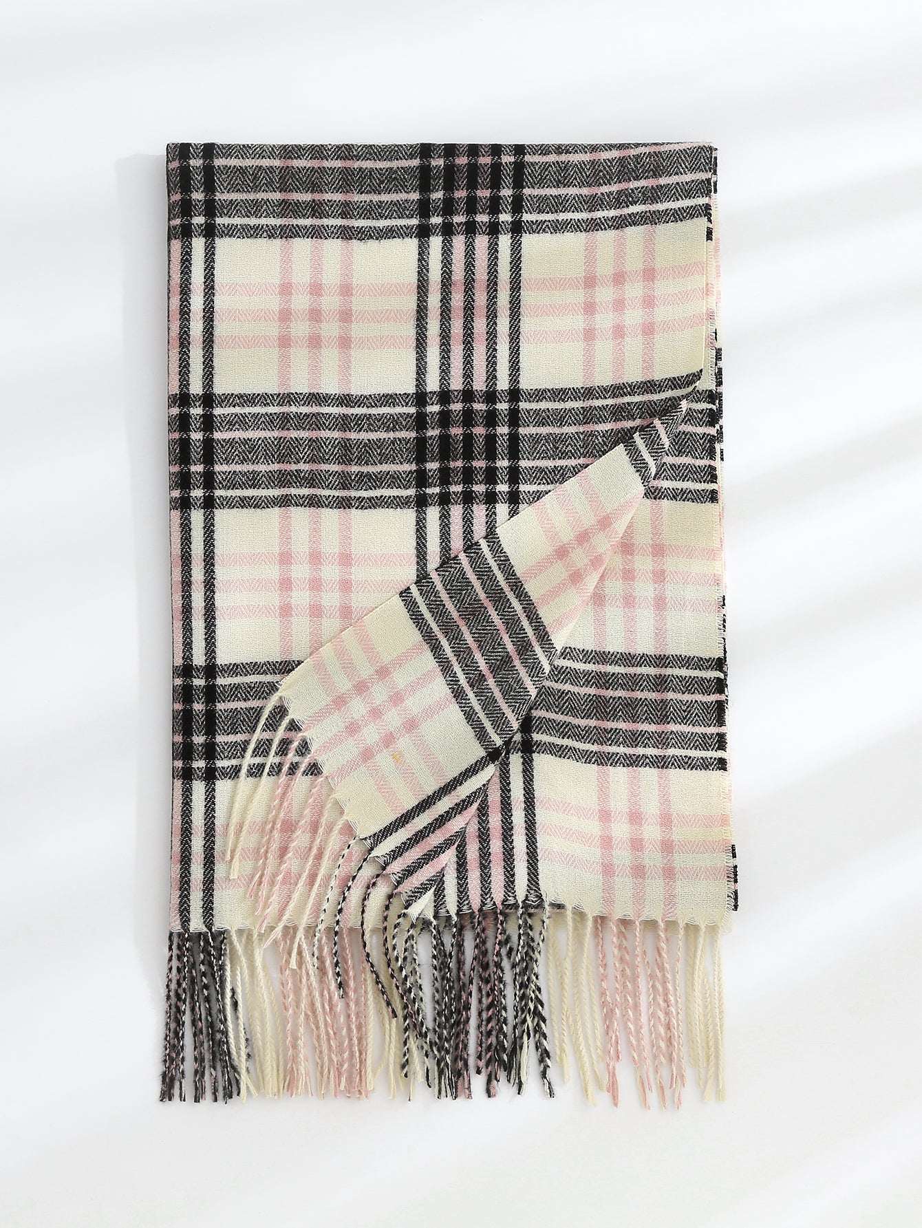 Plaid Fringe Hem Scarf Sai Feel