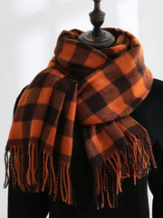 Plaid Fringe Hem Scarf Sai Feel