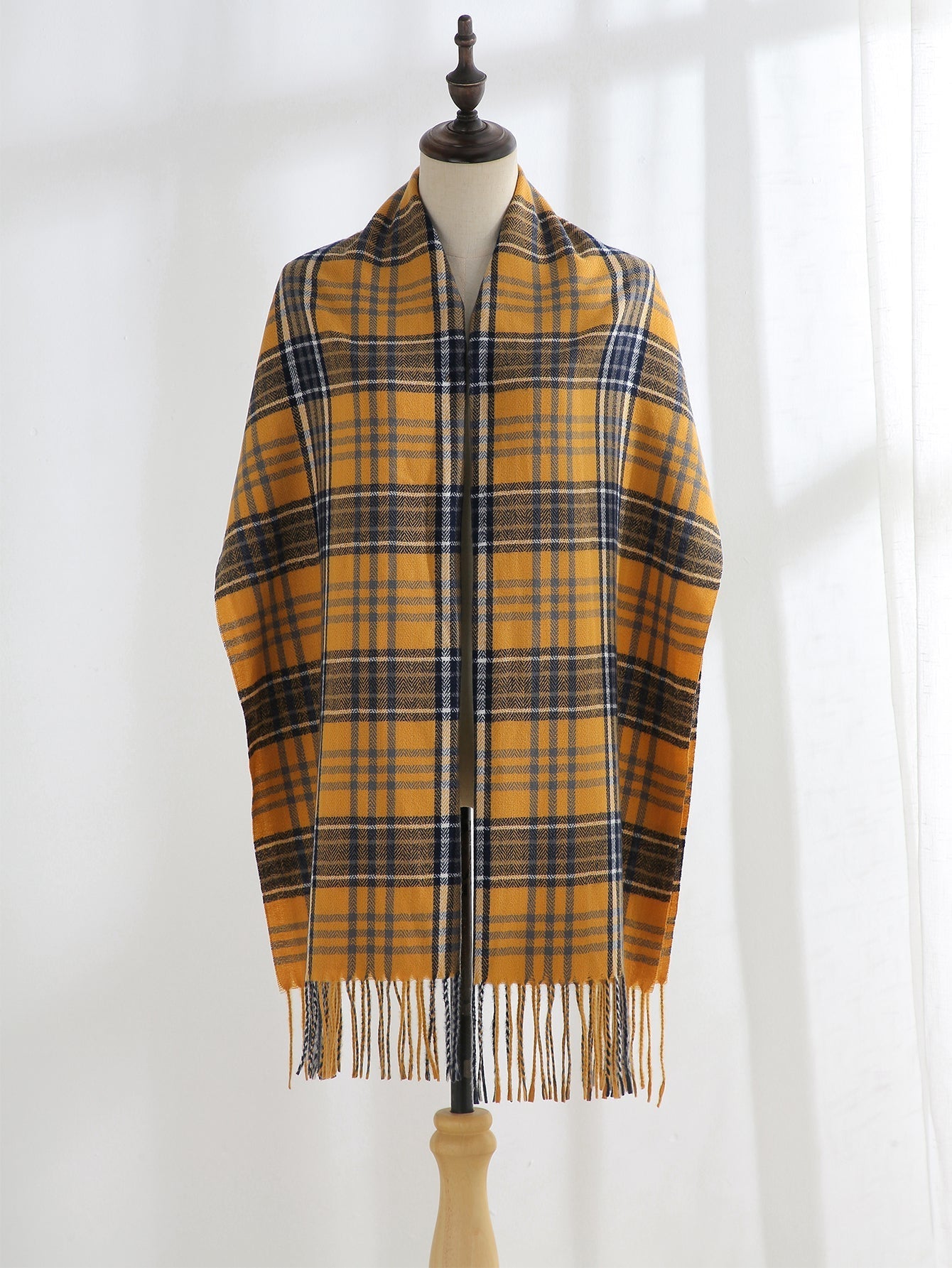 Plaid Fringe Hem Scarf Sai Feel