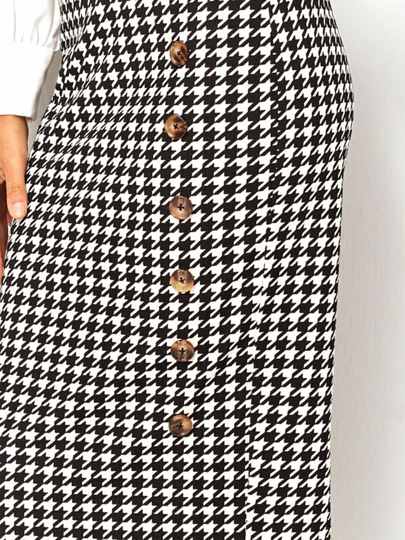 Plaid Pencil Skirt with Button Decoration Sai Feel