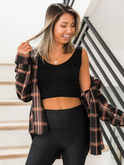 Plaid Print Drop Shoulder Blouse Sai Feel