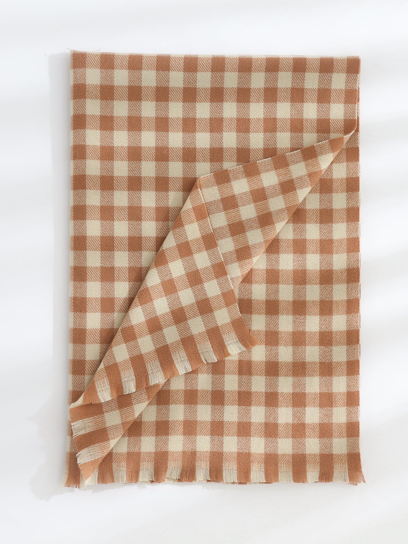 Plaid Raw Hem Scarf Sai Feel