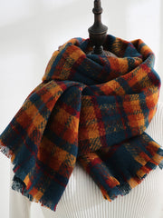 Plaid Raw Hem Scarf Sai Feel