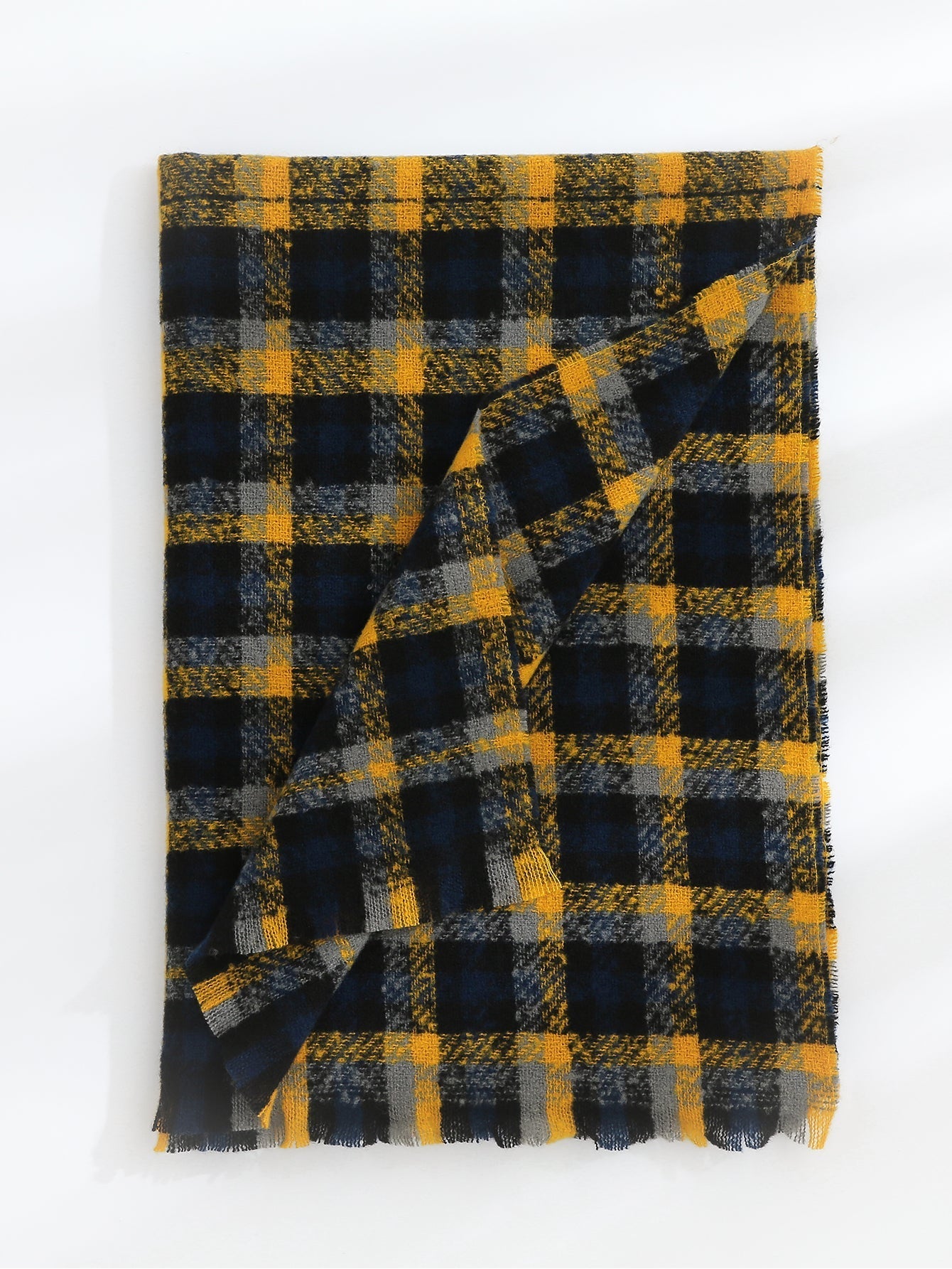 Plaid Raw Hem Scarf Sai Feel