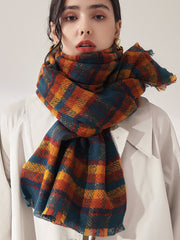 Plaid Raw Hem Scarf Sai Feel