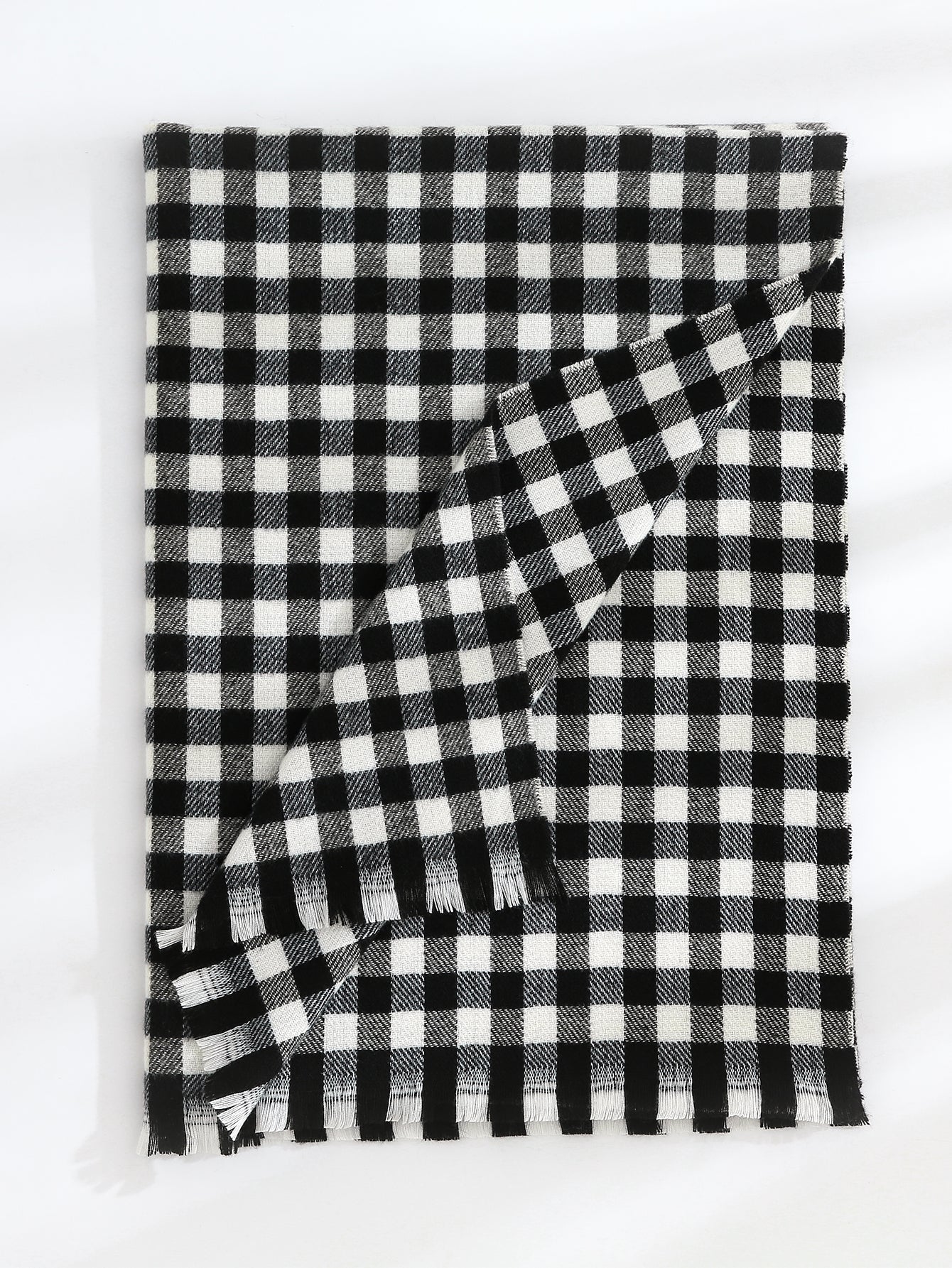 Plaid Raw Hem Scarf Sai Feel