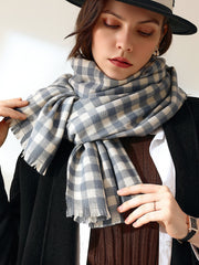 Plaid Raw Hem Scarf Sai Feel