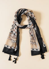 Plaid Tassel Detail Scarf Sai Feel