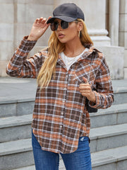 Plaid drop single-breasted lapel casual loose mid-length long-sleeved shirt Sai Feel