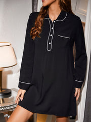 Plain collar button front pockets shirt Nightdress Sai Feel