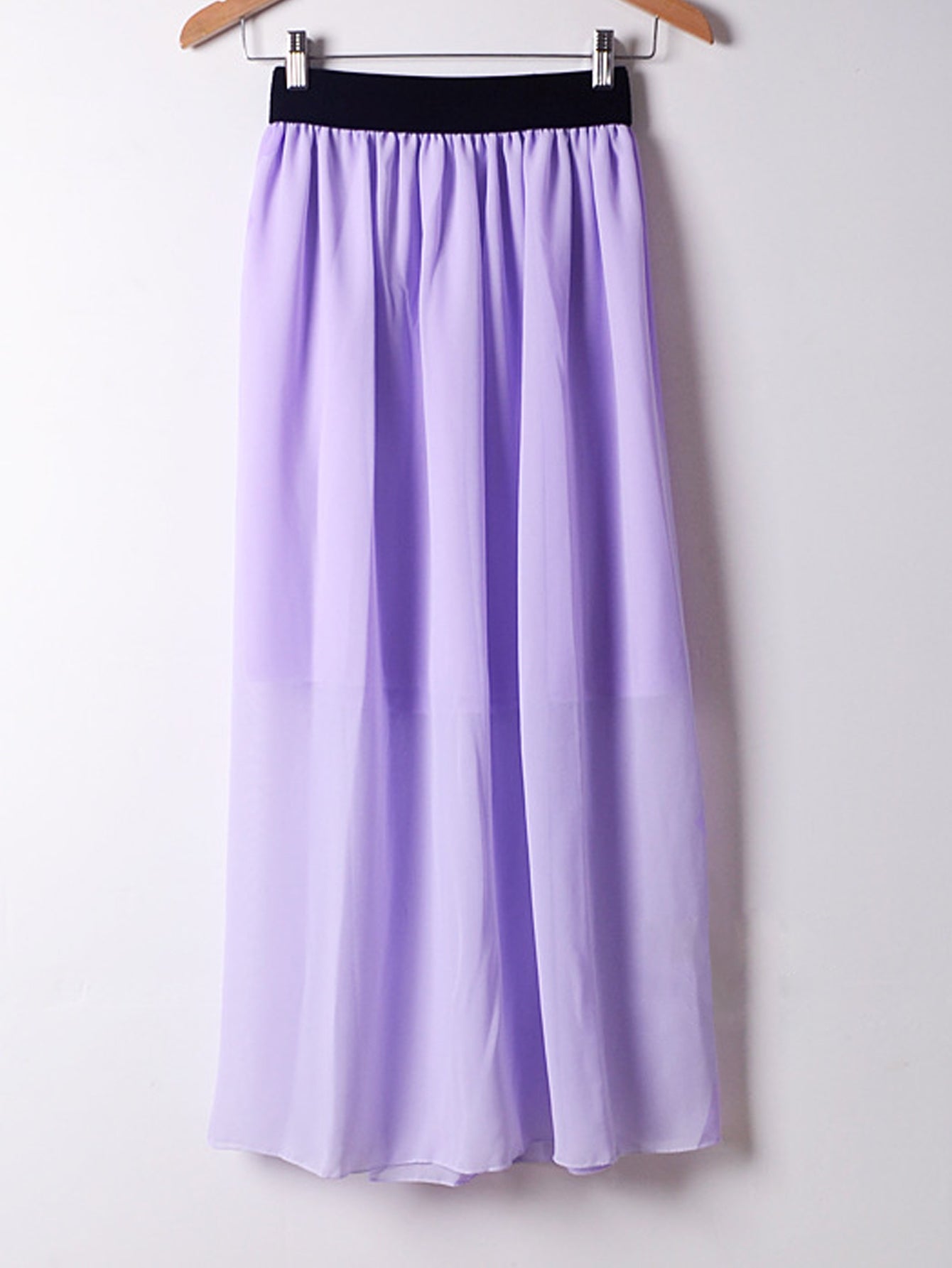 Pleated Elastic Waist Chiffon Skirt Sai Feel