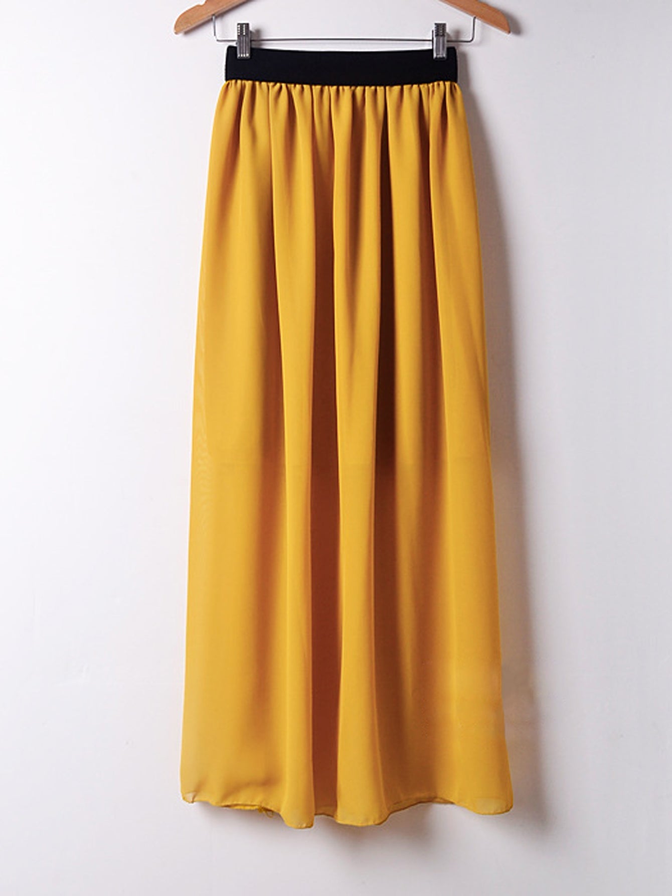 Pleated Elastic Waist Chiffon Skirt Sai Feel