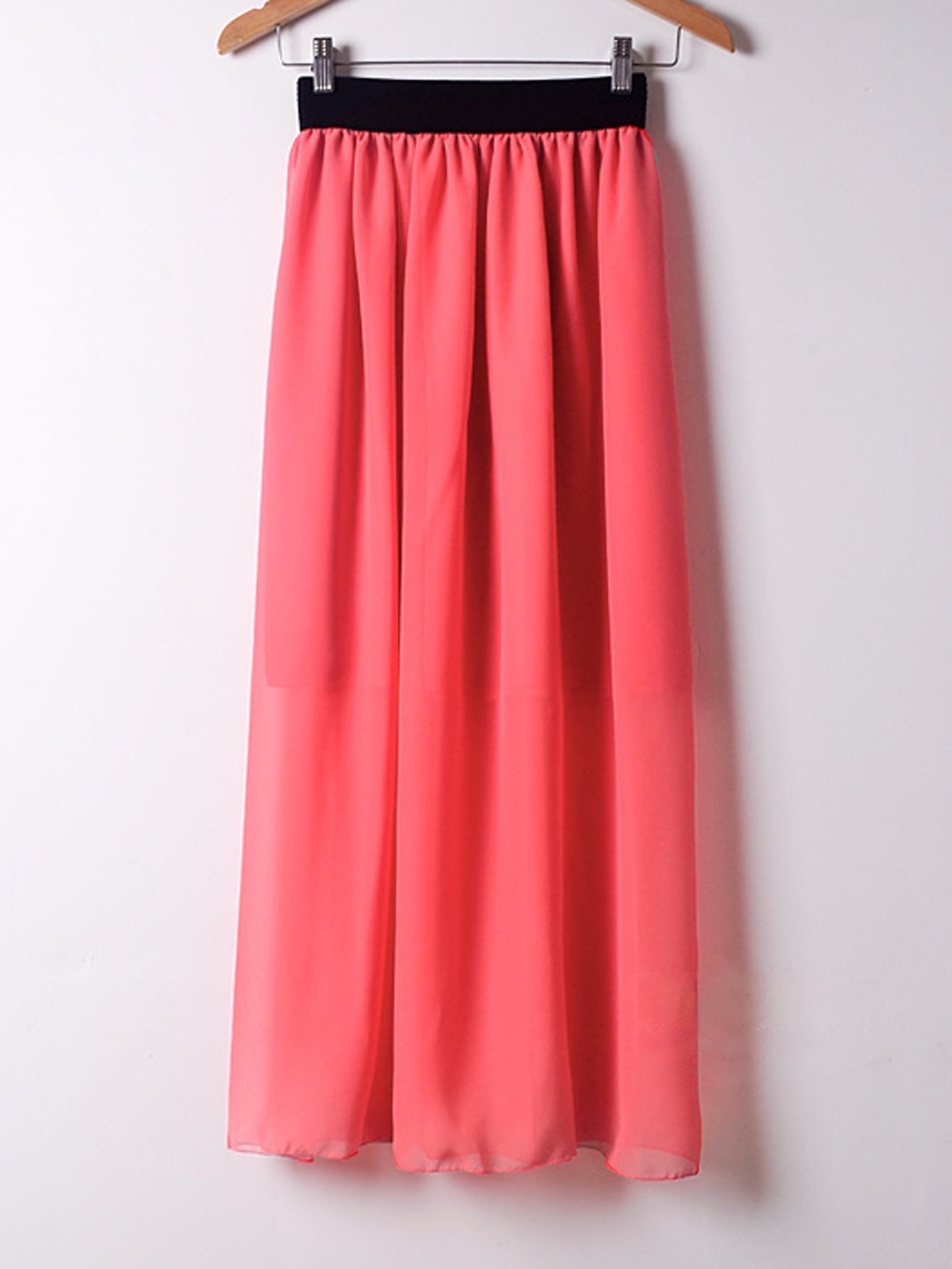 Pleated Elastic Waist Chiffon Skirt Sai Feel