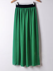 Pleated Elastic Waist Chiffon Skirt Sai Feel