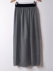 Pleated Elastic Waist Chiffon Skirt Sai Feel