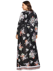 Plus Allover Floral Print Self Tie Maxi Dress Sai Feel