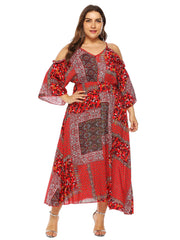 Plus Cold Shoulder Tie Back Tribal Dress Sai Feel