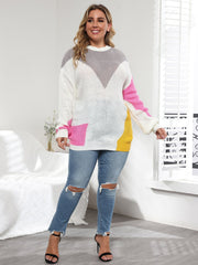 Plus Drop Shoulder Colorblock Sweater Sai Feel