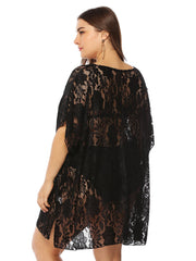 Plus Floral Pattern Mesh Cover Up Sai Feel