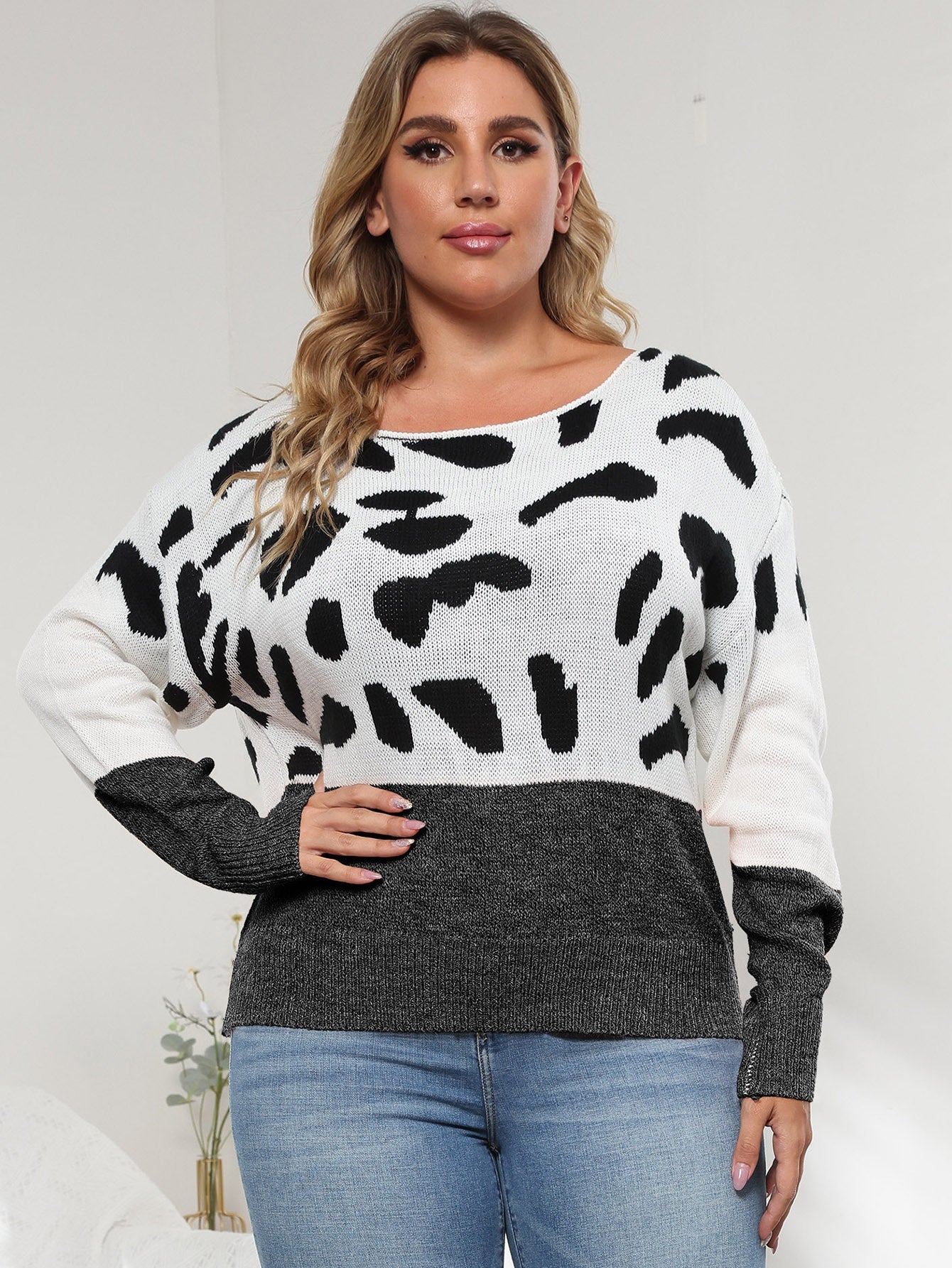 Plus Leopard Pattern Sweater Sai Feel