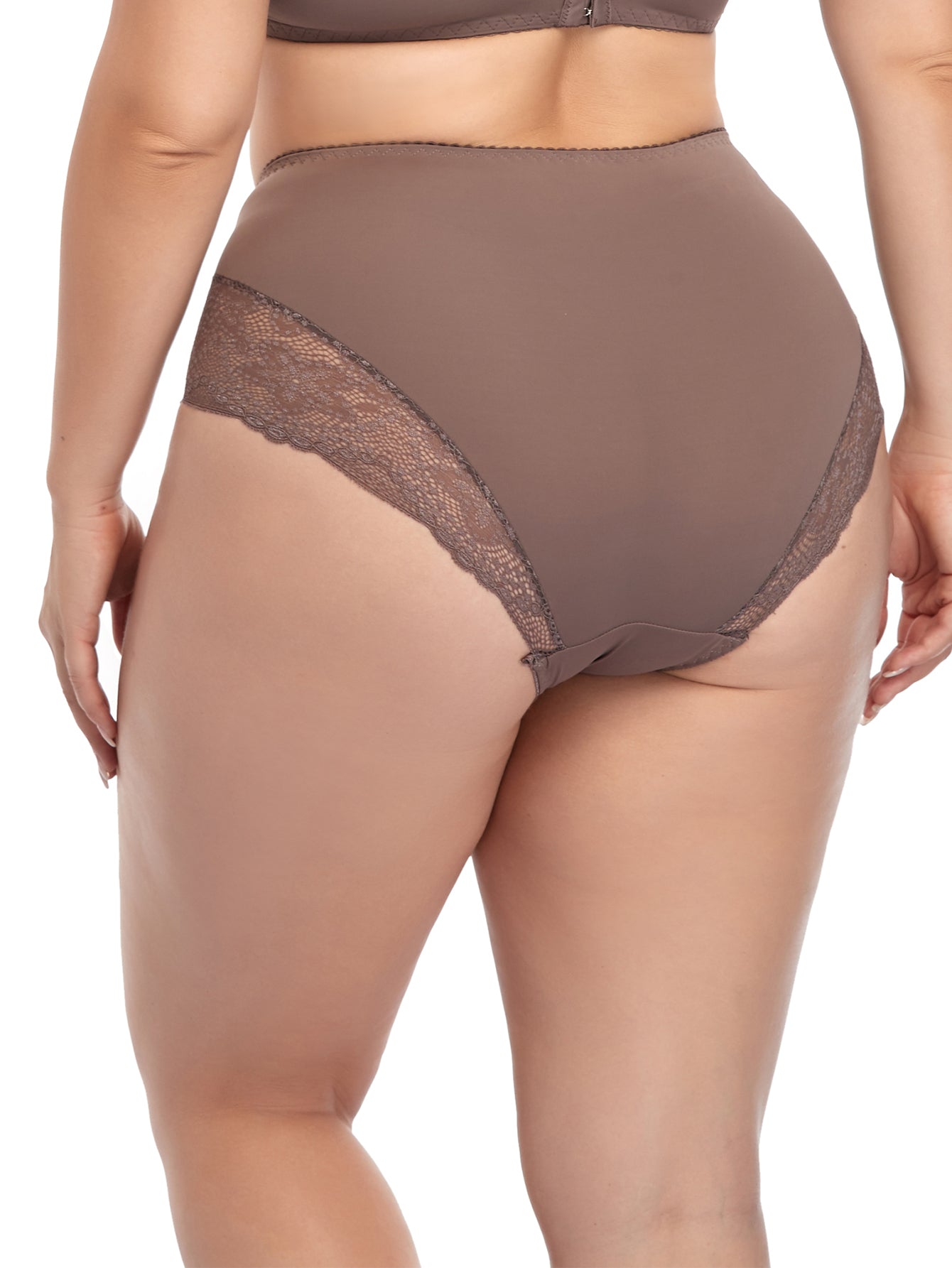 Plus Mid High Waist Contrast Lace Panty Sai Feel