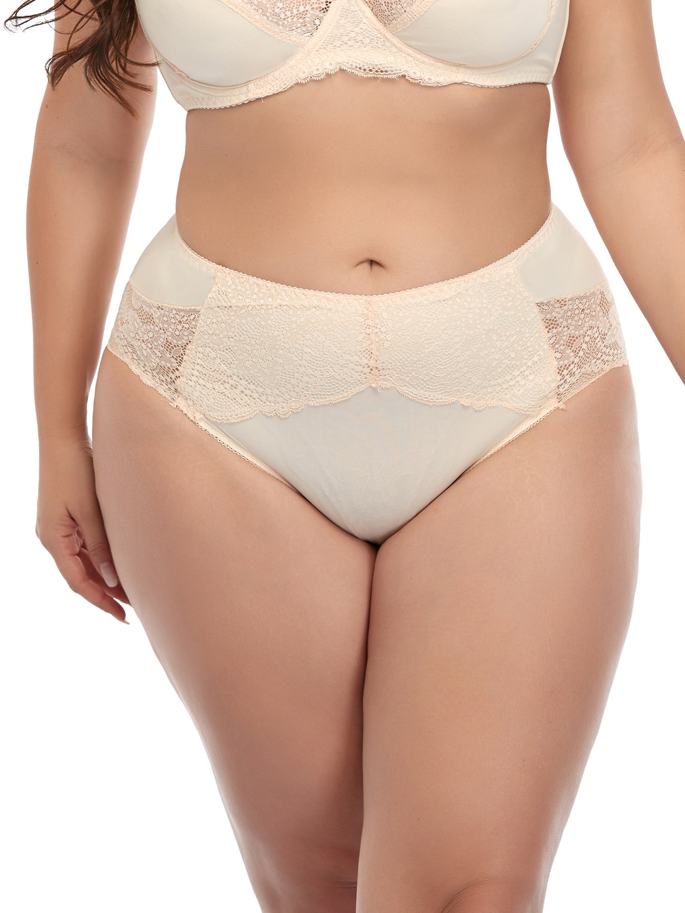 Plus Mid High Waist Contrast Lace Panty Sai Feel