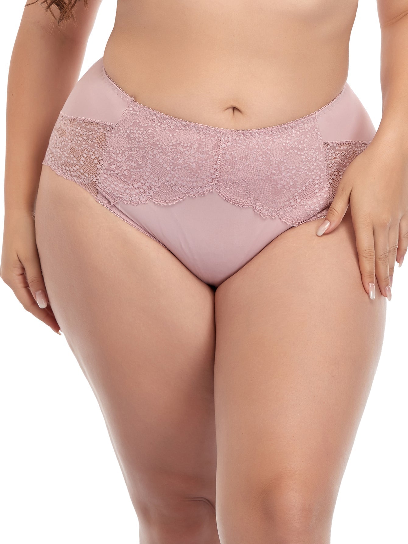 Plus Mid High Waist Contrast Lace Panty Sai Feel