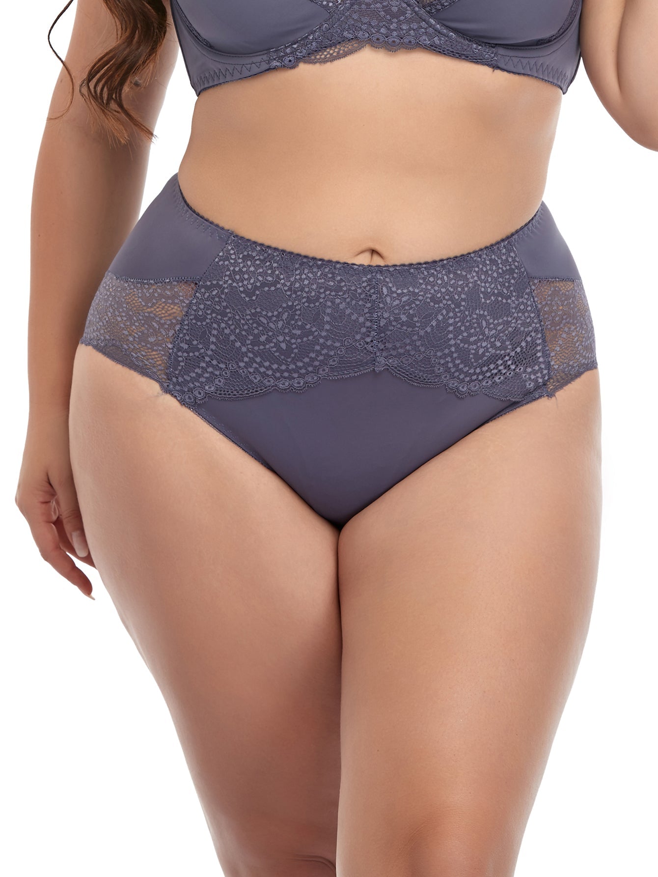 Plus Mid High Waist Contrast Lace Panty Sai Feel