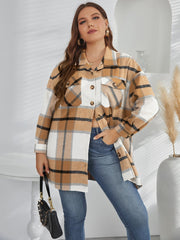 Plus Plaid Flap Pocket Blouse Sai Feel