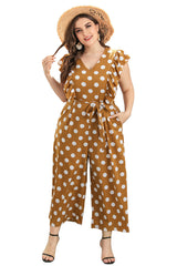 Plus Polka Dot Frill Trim Cami Jumpsuit Sai Feel