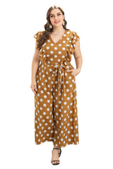 Plus Polka Dot Frill Trim Cami Jumpsuit Sai Feel