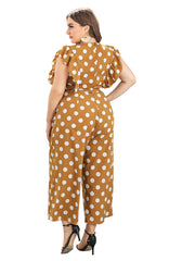 Plus Polka Dot Frill Trim Cami Jumpsuit Sai Feel